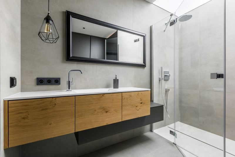 Bathroom with Floating Vanity and Pendant Lights
