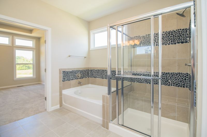 Open Concept Shower with Pebble Floor